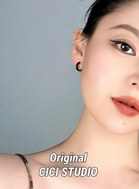 CICI STUDIO小众设计暗黑金属黑耳圈圆圈耳环朋克极简无性别耳饰
