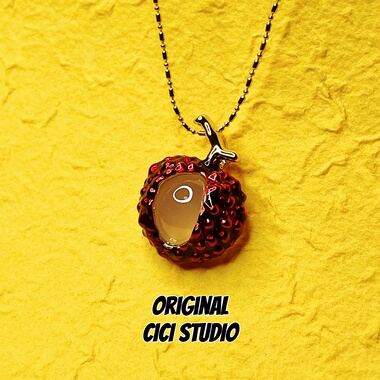 CICI STUDIO小众高级感荔枝吊坠项链女时髦百搭毛衣链玉髓项链