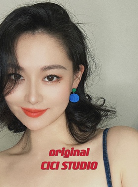 撞色人脸小众耳环艺术女