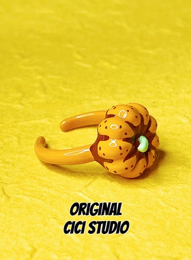 CICI STUDIO高级感精工创意滴釉南瓜戒指小众设计对巴胺开口戒指