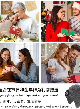 跨境秋冬款翻边LED灯帽子 户外保暖护耳套头帽时尚百搭男女针织帽