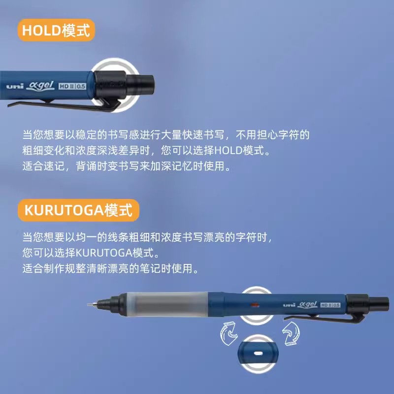 日本进口uni三菱自动铅笔M5-1009GG旋转双模式不易断活动铅SWTICH - 图2