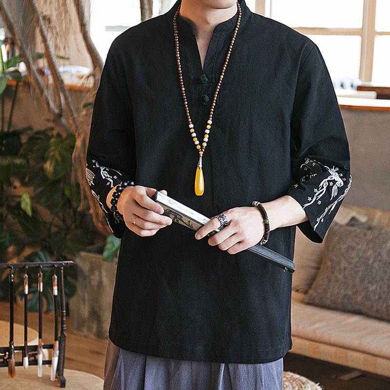 夏季男士唐装中国风盘扣复古刺绣 mvska蔓维斯卡民族服装