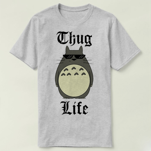 Thug life Totoro 半袖 短袖 来图上衣 DIY Tee T-Shirt T恤 半袖 - 图1