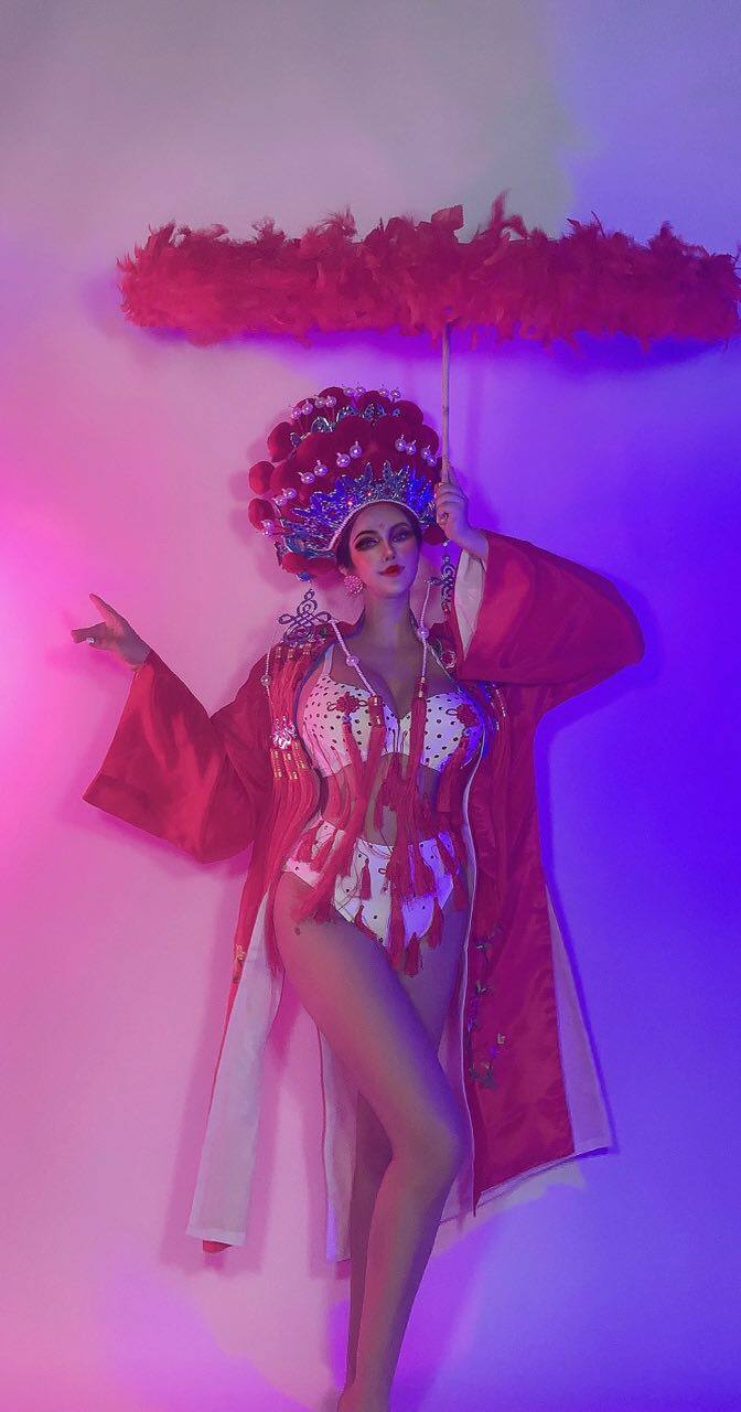 夜店酒吧影楼DJ舞队gogo七夕情人节红色国潮古风戏曲风演出服