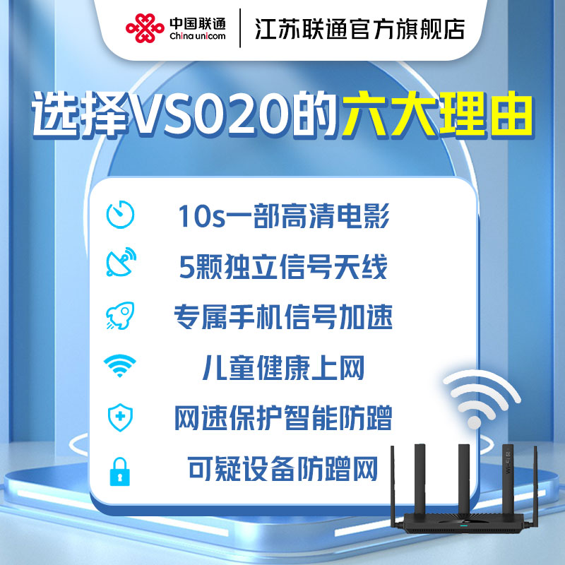 中国联通路由器VS020 AX3000 WIFI6+ 全屋MESH组网千兆网口双频家用 - 图1