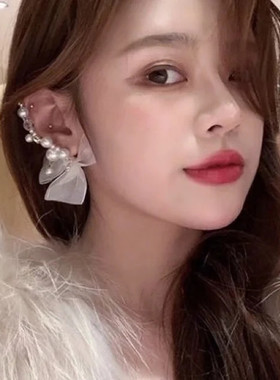 少女心蝴蝶结甜美风无耳洞珍珠