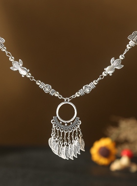 新中式异域民族风苗疆流苏项链女云南藏式复古国风锁骨链额饰旅拍