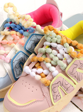 彩色圆形鞋带毛绒球球豆豆圆粒绳