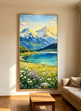 轻奢中式日照金山手绘油画定制