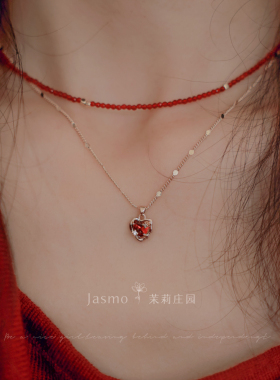 原创设计小众红色轻奢高级感项链