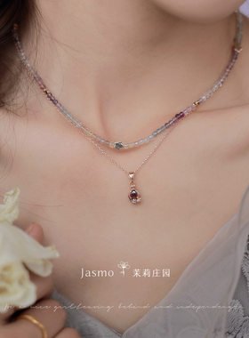 春夏浪漫紫色花朵串珠项链女