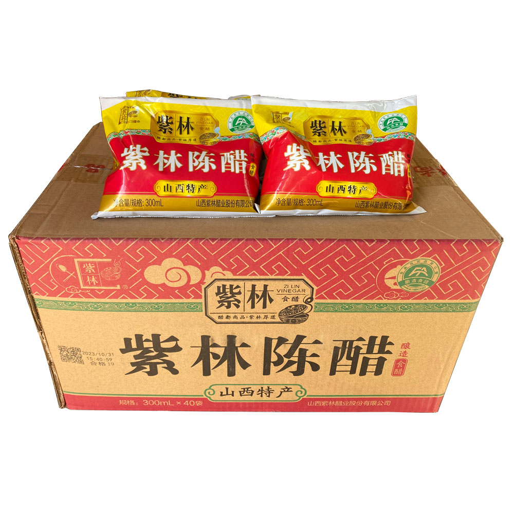 山西紫林老陈醋袋装300mL40袋食用醋纯粮食老传统酿造拌菜蘸饺子 - 图1