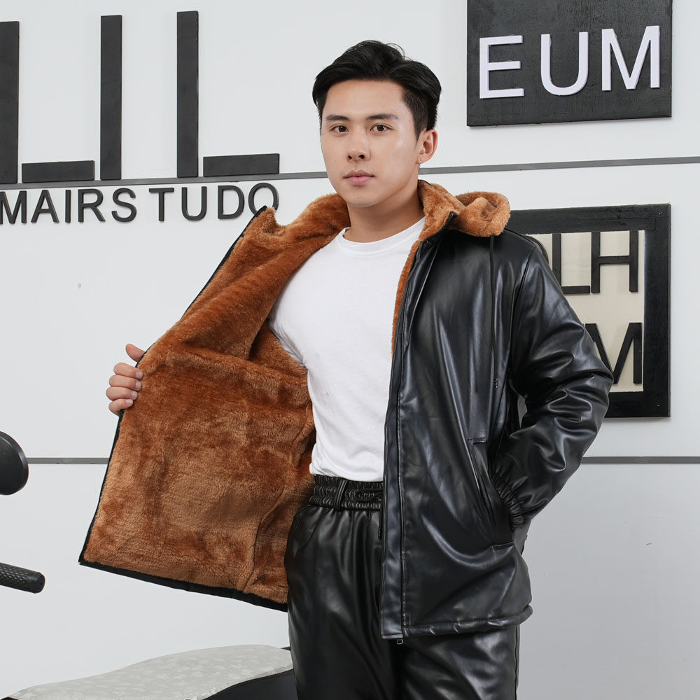 加绒加厚骑行皮衣套装男士保暖防风工作服宽松皮裤防水皮棉衣外套,淘宝优惠券,粉丝福利购,淘宝优惠卷