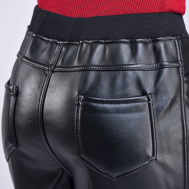 皮裤女中老年冬款外穿高腰宽松大码加绒加厚春秋防水妈妈皮工作裤,淘宝优惠券,粉丝福利购,淘宝优惠卷