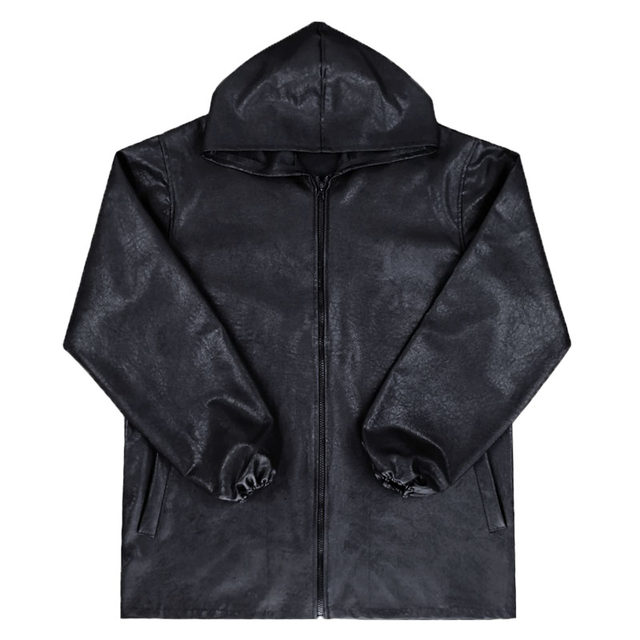 Spring and autumn oil -proof waterproof hooded leather jacket Middle -aged men's labor insurance leather gown coat autumn work clothes leather suite