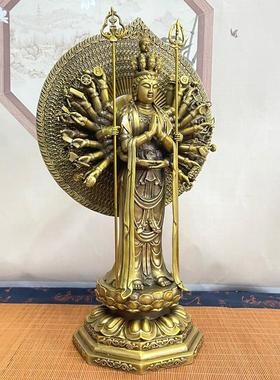 观音佛像寺庙工艺品纯铜背光