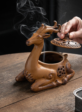 陶瓷福鹿香炉盘香薰炉