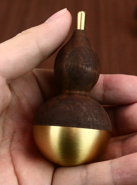 不倒翁铜葫芦实木摆件