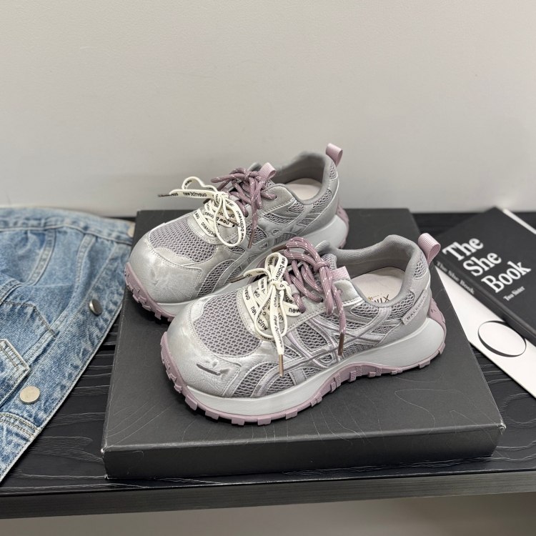 ins风双鞋带阿甘鞋2026春拼色时尚休闲鞋运动风德训鞋青年女鞋潮,淘宝优惠券,粉丝福利购,淘宝优惠卷