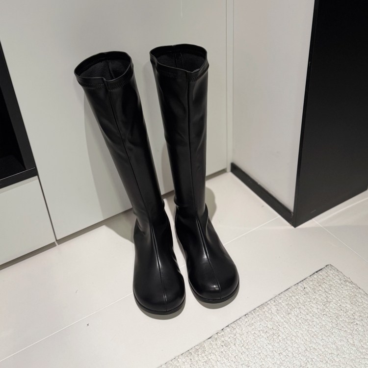 欧洲站低跟圆头瘦腿靴2025秋冬弹力靴套筒时尚酷靴青年高筒袜靴女,淘宝优惠券,粉丝福利购,淘宝优惠卷