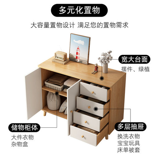 斗柜五斗柜抽屉柜现代卧室储物柜收纳柜客厅靠墙小立柜边柜床头柜 - 图0