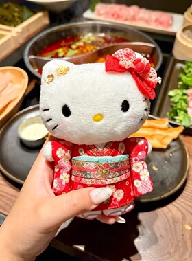 日本ULALOV呆萌可爱哈喽kt美乐蒂花火和服套装毛绒公仔背包钥匙扣