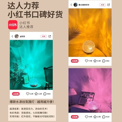 水波纹灯卧室氛围感好物led房间氛围小夜灯主卧浪漫床头灯睡眠灯 - 图0