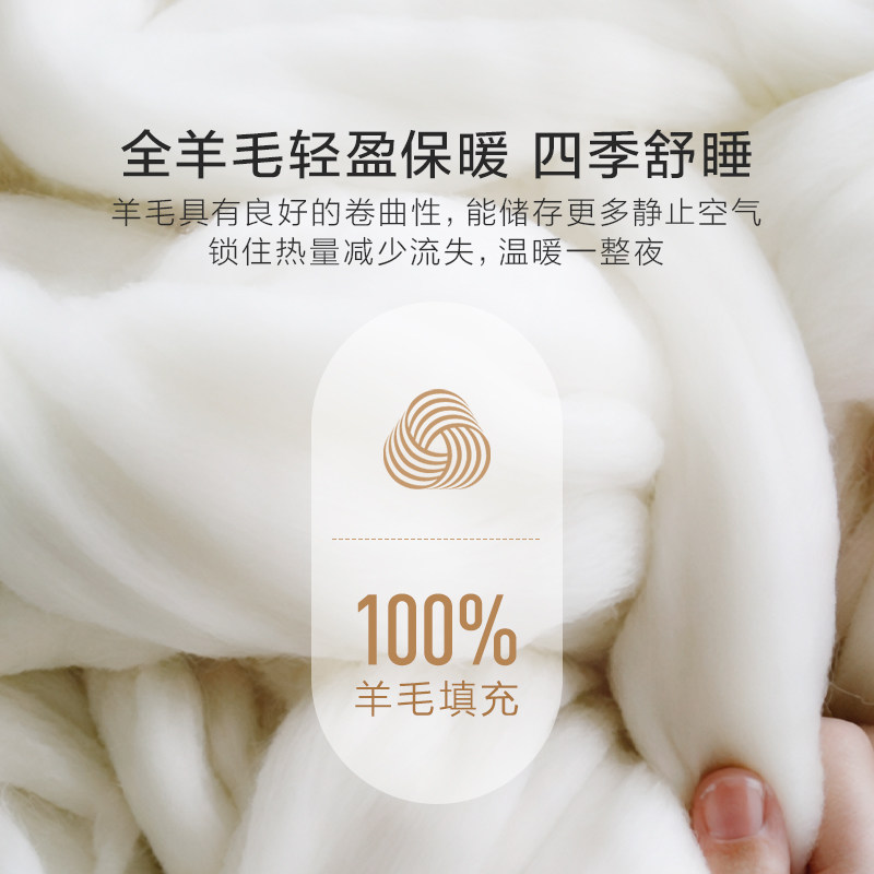 罗莱家纺100%全棉澳洲进口纯羊毛被春秋被子被芯抗菌加厚保暖冬被,淘宝优惠券,粉丝福利购,淘宝优惠卷