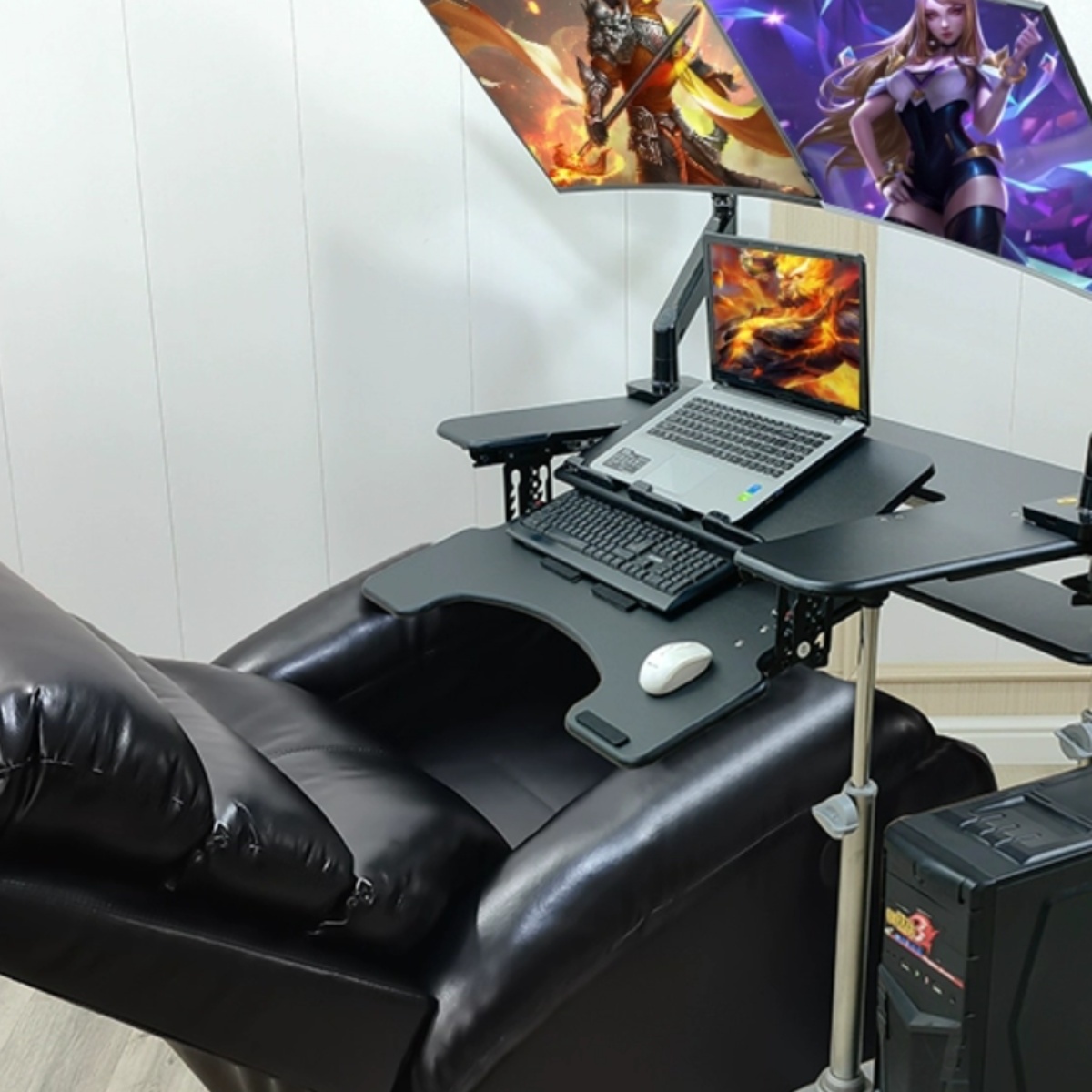 太空舱台式电脑桌简易电脑桌移动升降支架家用折叠升降懒人坐舱 - 图0