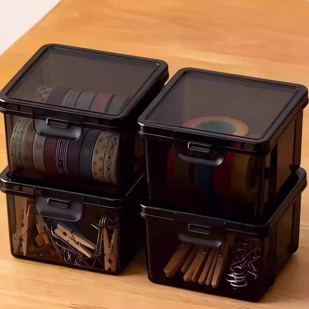 发饰发夹收纳盒橡皮筋项链头饰发卡圈发圈收纳桌面透明黑首饰盒,淘宝优惠券,粉丝福利购,淘宝优惠卷