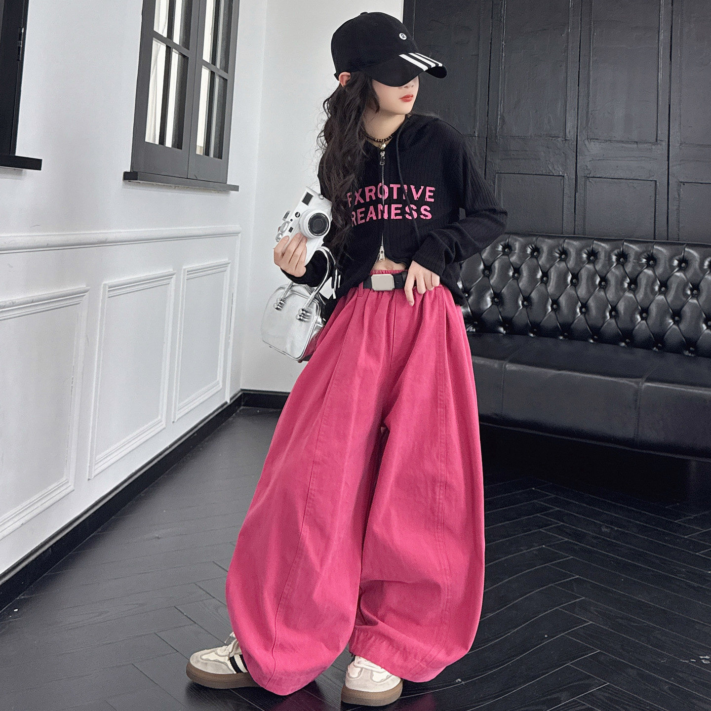 早秋中大童女童爵士舞纯棉练功服多巴胺拉链帽衫打底休闲萝卜裤潮,淘宝优惠券,粉丝福利购,淘宝优惠卷