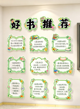 阅读中心图书馆好书推荐文化墙贴