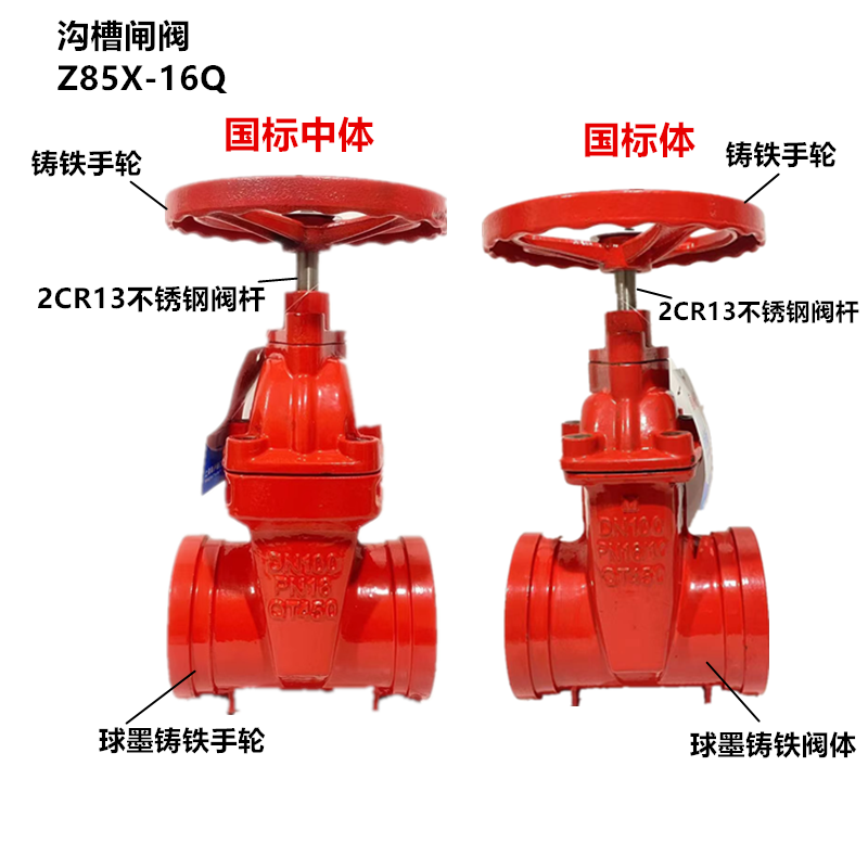 卡箍沟槽暗杆闸阀软密封弹性座封闸阀 球墨铸铁材质201不锈钢阀杆