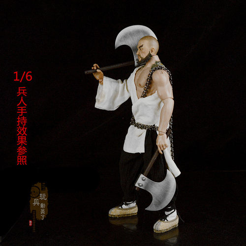 1/6微缩古代兵器 天杀星黑旋风双斧头李逵双板斧12寸兵人武器模型 - 图2