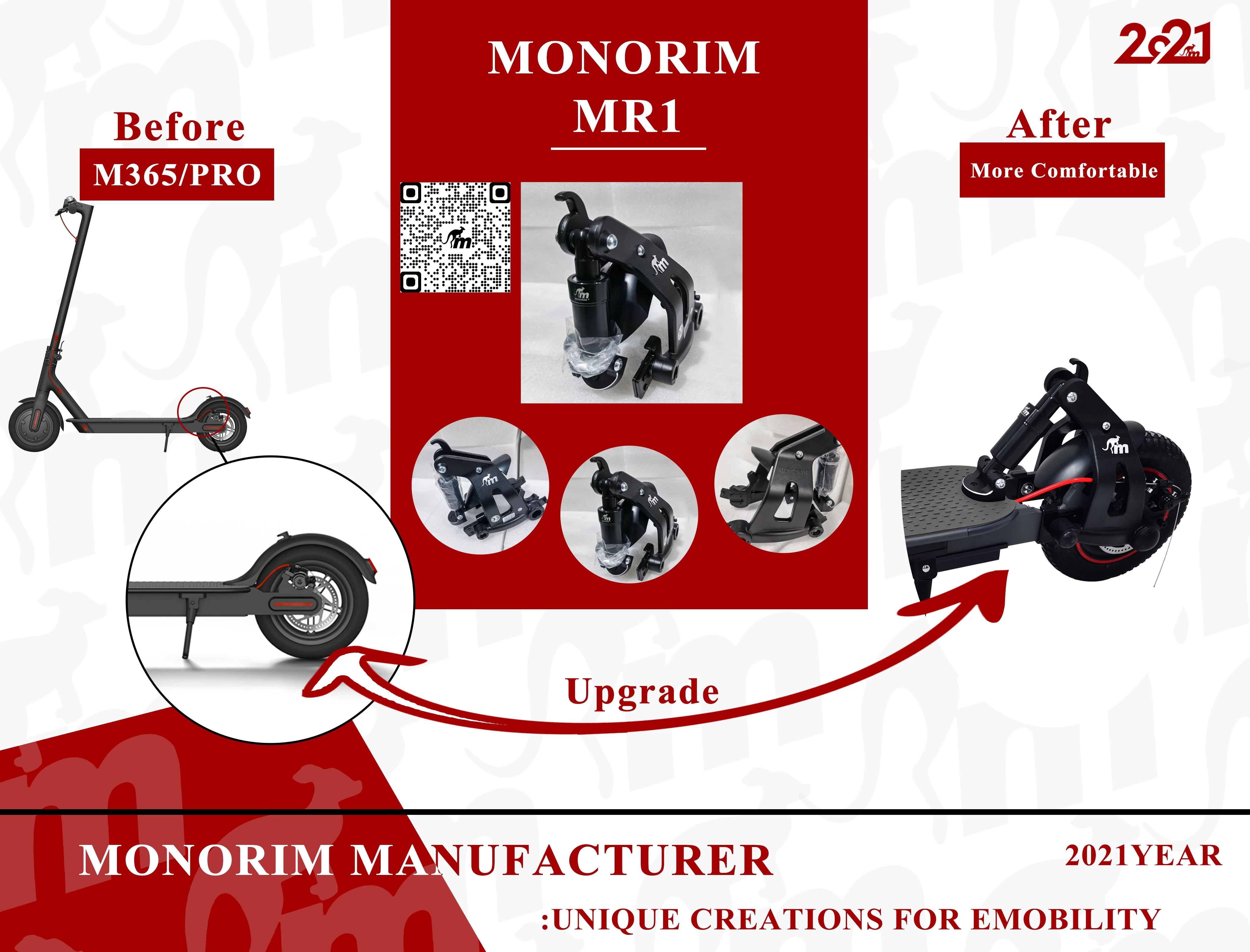 Monorim折叠电动滑板车M365 1S Pro Pro2改装后减震前避震套件-图1