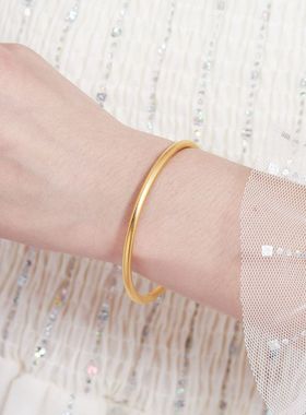 【永不掉色】细款古法传承手镯女越南沙金磨砂哑光镯子黄金色闭口