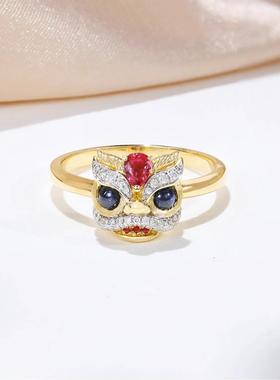 中国风男女款醒狮戒指手链耳钉吊坠项链重工奢华狮来运转彩宝套装