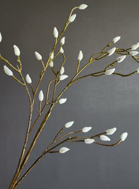 仿真胶枝植银柳枝雪柳 跨境货源家居样板间婚庆景观插花装饰道具