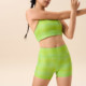 HARDSHIP｜绿波纹 健身瑜伽裤三分裤女 绿色条纹弹力高腰排汗短裤