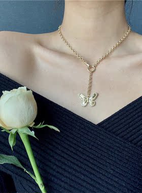 小左饰品 日韩简约ins蝴蝶项链女锁骨链学生韩版简约choker颈链