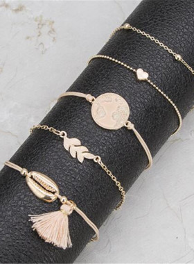 饰品欧美风贝壳流苏可调节手串