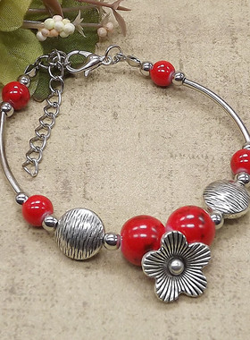 波西米亚风苗银花朵珠子义乌手链