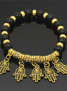 欧美风流苏镶钻水晶弹力手链