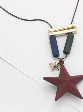 韩国时尚风五角星长款挂件毛衣链