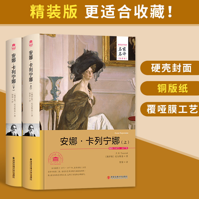 安娜卡列尼娜上下套装2册 正版包邮 无删节全译本畅销书籍成人青少年版高初中学生课外读物12-16岁外国文学名著小说原著藏书