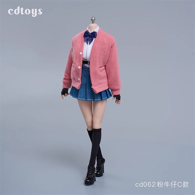 Spot cdtoys cd062 1/6 female soldier student cardigan jk skirt suit suitable for 1/6 plastic body