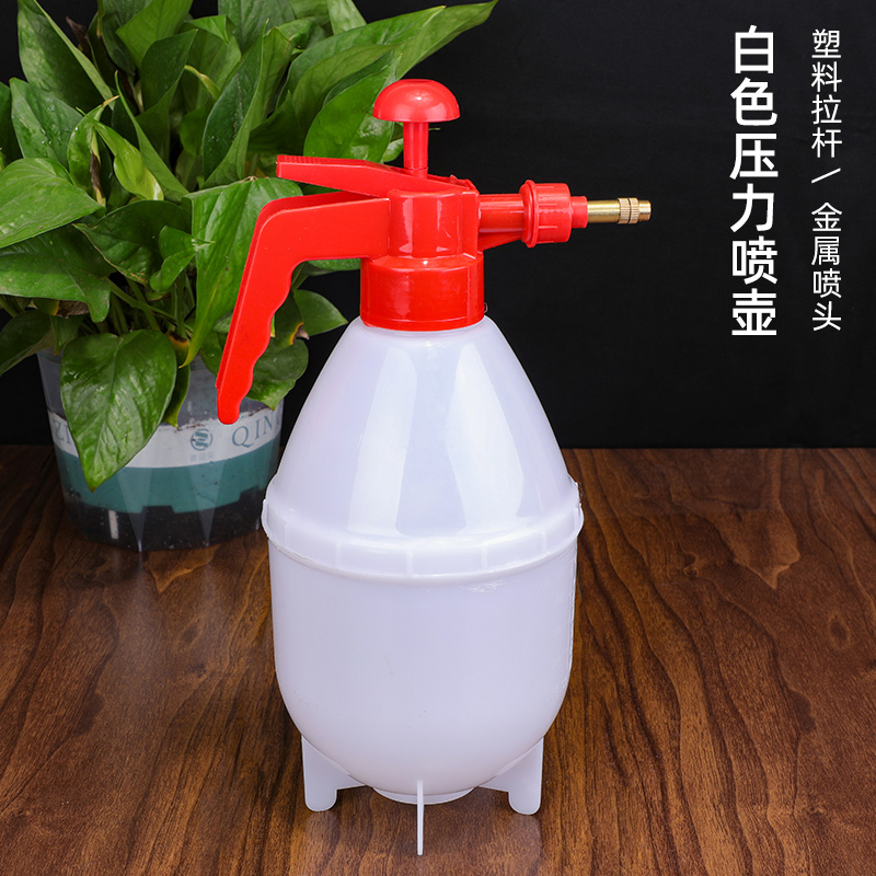 0.8L 1.5L白色喷壶气压式园艺浇花种菜洒水喷水壶酒精消毒喷雾器 - 图0