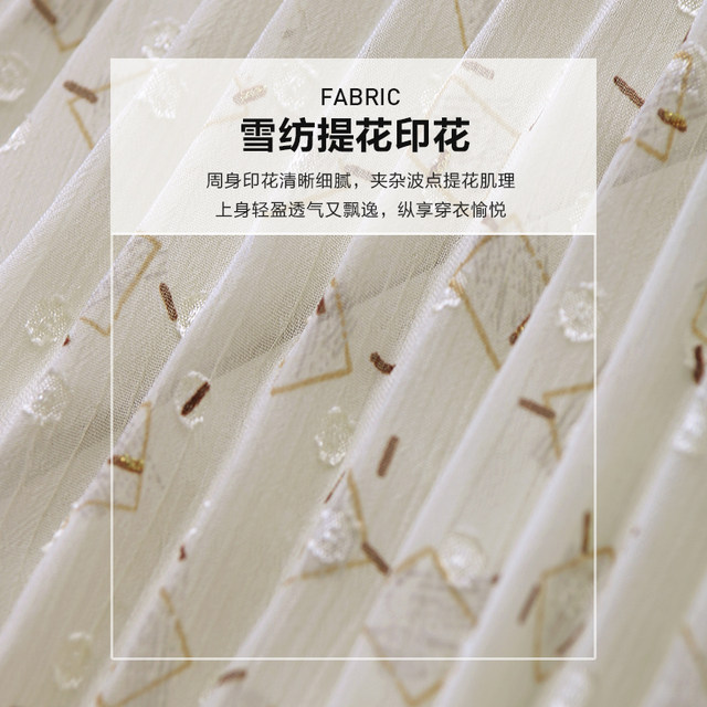 Chiffon floral dress with slim waist and elegant long sleeves