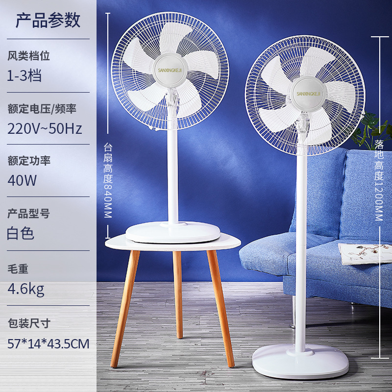 家用遥控电风扇落地扇立式定时摇头16寸升降台式静音机械风扇家用 - 图1